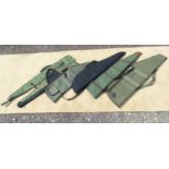 Five assorted gun rifle slips. Largest approx. 52" long (5) Please Note - we do not make reference