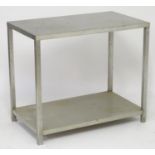 Vintage retro, mid-century: a stainless steel kitchen prep table, with shelf under, 34" wide, 19 3/