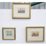 A watercolour depicting moored fishing boats by Peter Coombs, signed lower right and ascribed verso.