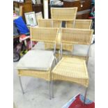 4 metal framed wicker dining chairs. Please Note - we do not make reference to the condition of lots