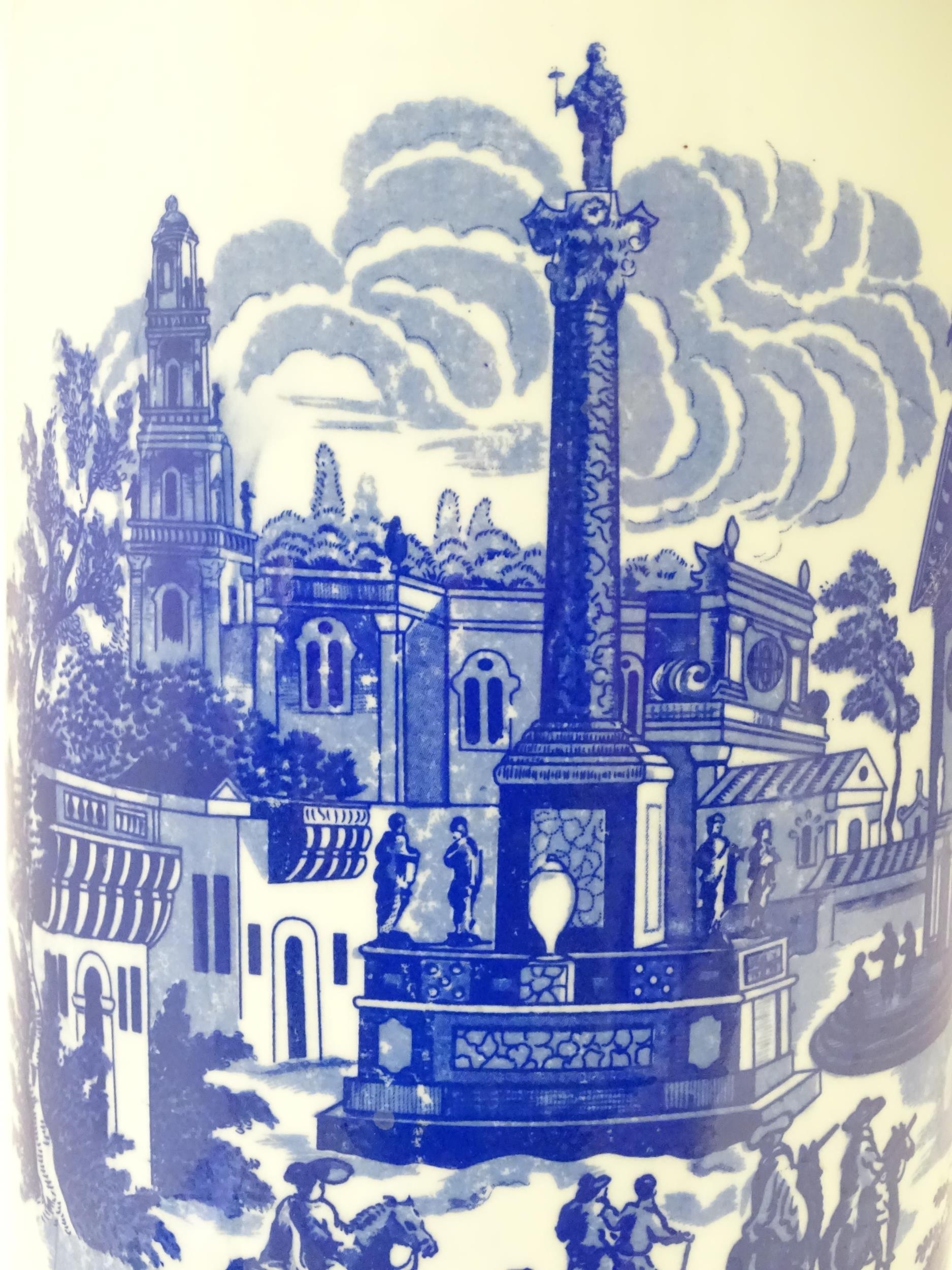 A Victoria Ware Ironstone blue and white stick / umbrella stand. Marked under. Approx 17 1/2" high - Image 4 of 8