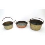 Three jam / cooking pots/ pans. Largest 11 1/2" diameter (3) Please Note - we do not make