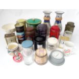 A box of miscellaneous items to include tins, ceramics, clocks, etc. Please Note - we do not make