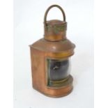 A copper stern lamp, converted for electricity Please Note - we do not make reference to the