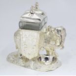 A silver plated cruet set modelled as a elephant and a Howdah Please Note - we do not make reference