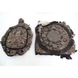 Two vintage needlework upholstered seat panel covers. Approx 20" x 20" Please Note - we do not