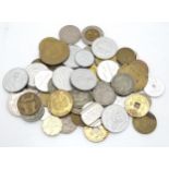 A quantity of assorted 20thC tokens, coins, medallions etc. Please Note - we do not make reference