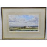 A watercolour depicting an English country landscape by A. King, signed lower right. Approx. 8 1/