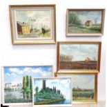A quantity of assorted oil on board paintings to include a coastal castle, signed Margaret Turner,