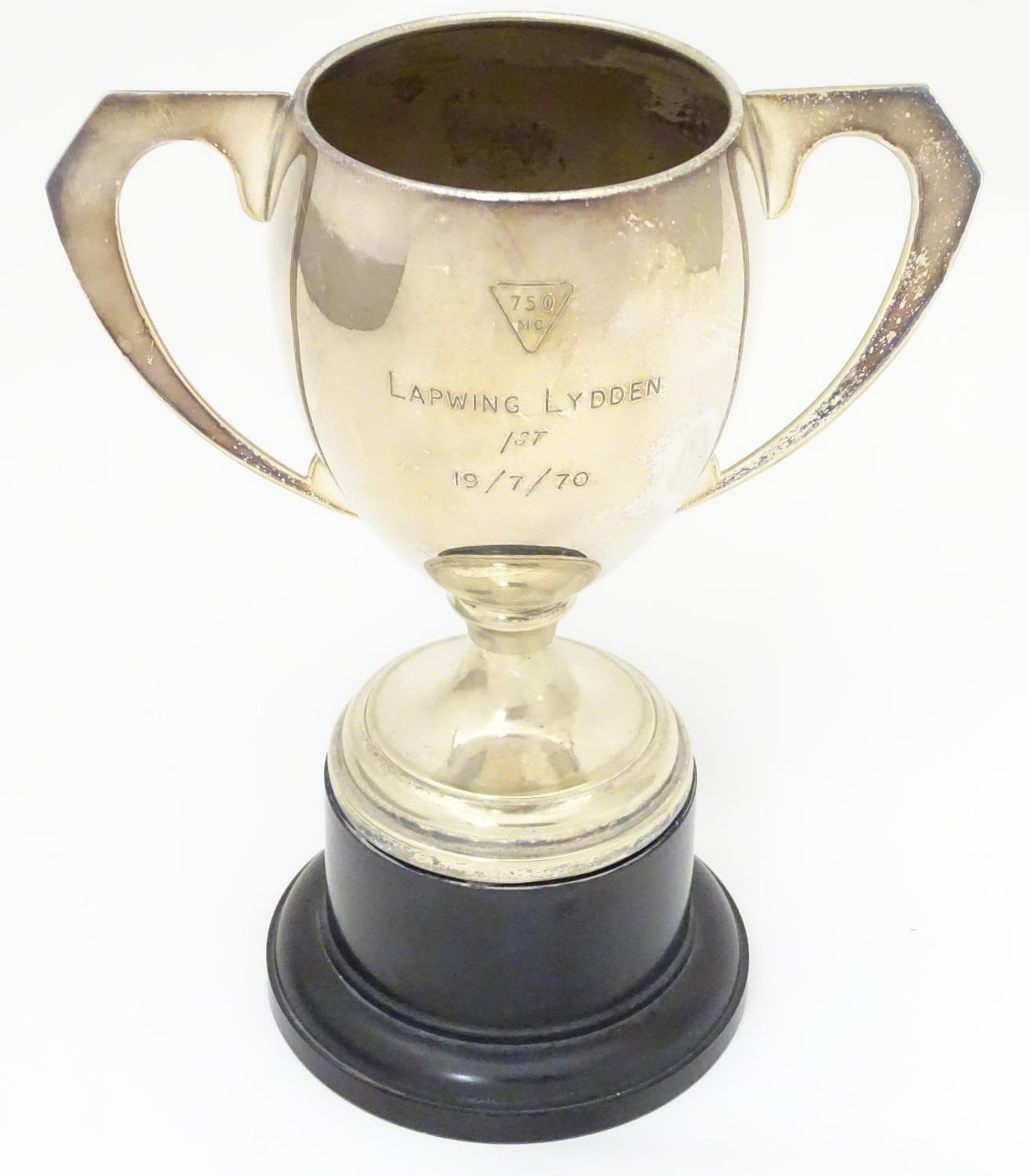 Motorsport interest : A silver plate trophy cup engraved 750 MC ( Motor Club ) Lapwing Lydden 1st