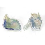 Two items of studio art glass. Each approx. 9" long (2) Please Note - we do not make reference to