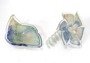 Two items of studio art glass. Each approx. 9" long (2) Please Note - we do not make reference to