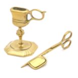 Brass candlewick trimmers and stand. Please Note - we do not make reference to the condition of lots