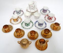 A quantity of assorted mid century / retro ceramics including Elizabethan China Carnaby tea cups and