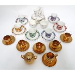 A quantity of assorted mid century / retro ceramics including Elizabethan China Carnaby tea cups and