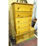 Pine tallboy & pine low cupboard. largest 46 1/2" high x 29" wide x 17 1/2" deep (2) Please Note -
