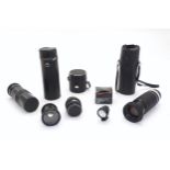 20thC camera lenses, comprising a WEP 52mm semi fisheye lens (cased), a Hoya 52mm Skylight 1B zoom