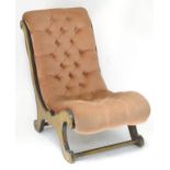 Button back slipper chair. Approx. 30 1/2" high Please Note - we do not make reference to the