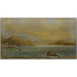 William Clarke Eddington, 19th century, Watercolour laid on canvas, A seascape with boats and a