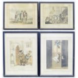 Four prints after Thomas Rowlandson, comprising College Service, Off to a Badger Baiting, A