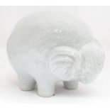 A large ceramic model of an elephant with a faux crackle glaze. Approx. 9 1/2" high Please Note - we