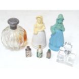 A quantity of assorted scent bottles to include two Avon ladies, three miniatures and two glass