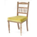 An early 20thC dining chair with upholstered seat. Approx. 34" high Please Note - we do not make