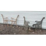 Two pairs of cast iron garden bench ends (2+2) Please Note - we do not make reference to the