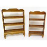 Two four tier waterfall bookcases. The largest approx. 42" high x 29 1/4" wide x 5 1/2" deep (2)