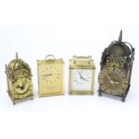 Four assorted late 20thC / 21stC mantel / carriage clocks. Largest 10" high. With quartz movement (