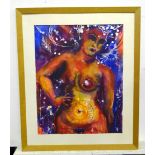 A mixed media nude portrait by Veronica Aldous. Ascribed verso. Approx. 28 1/2" x 22 1/2" Please