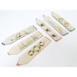 Kitchenalia : Six vintage linen napkin holders with embroidered detail and button fastening.