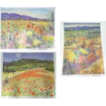 Three unframed signed limited edition prints by Frederick Gore to include Poppy Fields, Sunflowers