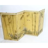 An Oriental four fold short screen. Approx. 35 3/4" high Please Note - we do not make reference to