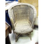 Mid - late 20thC garden / conservatory seat with bamboo frame. Approx 32" high overall. Please