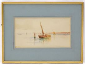 A. Giallina, Early 20th century, Watercolour, A Mediterranean view with fishing boats and figures,