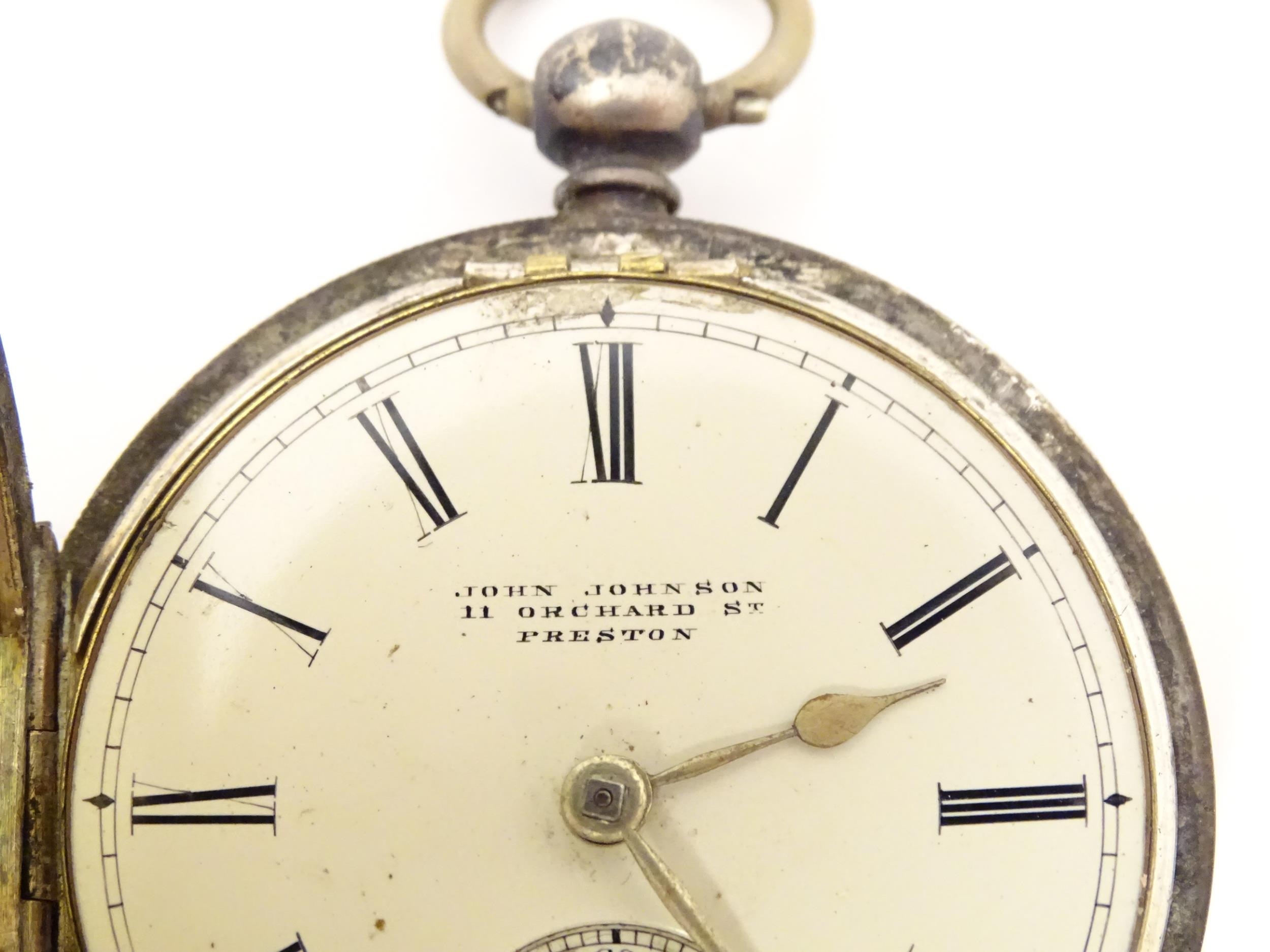 A Victorian silver pocket watch hallmarked Chester 1871, the enamel dial with inset seconds dial and - Image 15 of 18