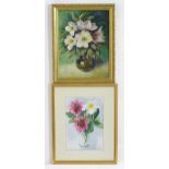 L. D., 20th century, Watercolour, A still life study of flowers in a glass. Signed with initials