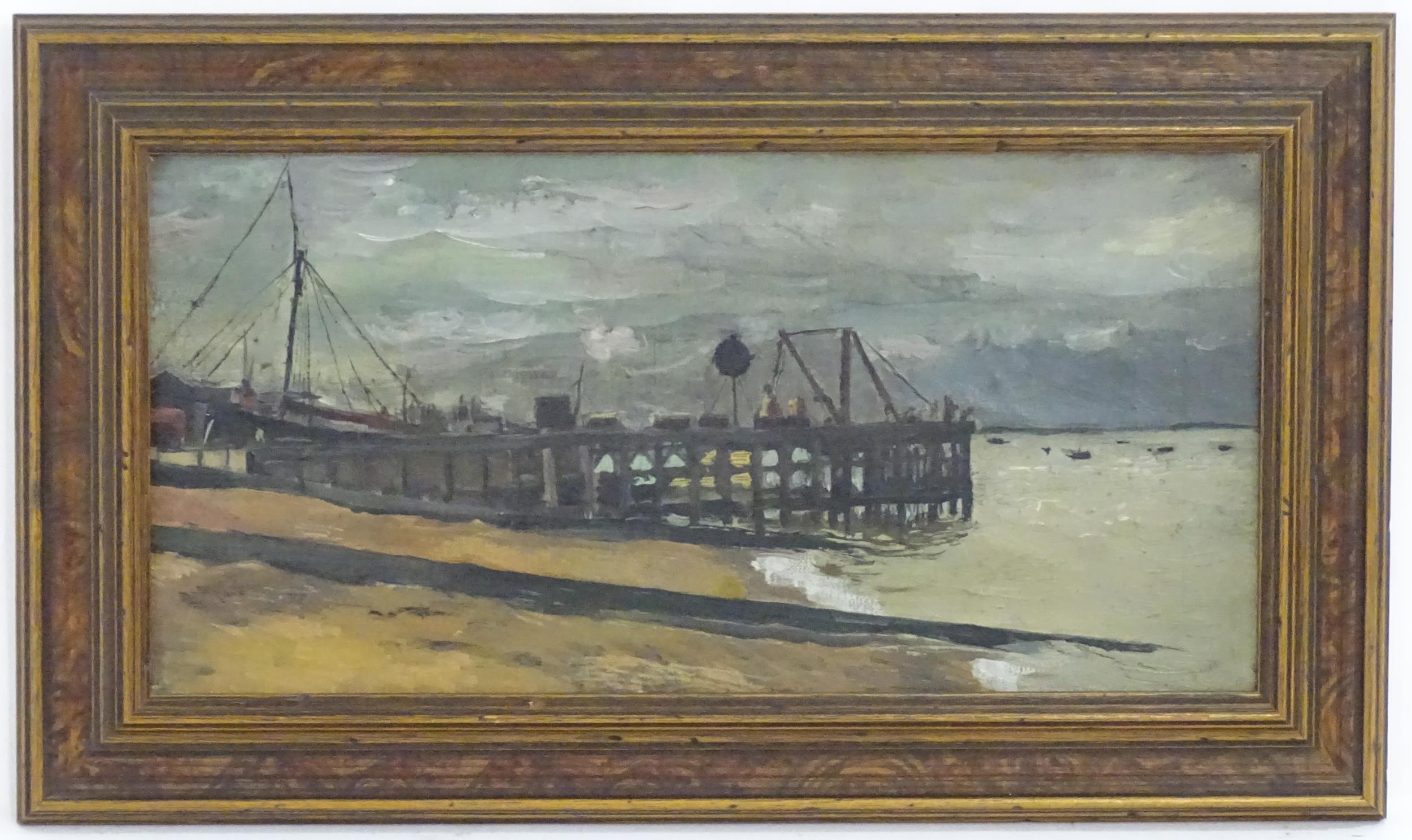 Late 19th / early 20th century, English School, Oil on canvas, A view of the staithe / pier at Deal, - Image 3 of 5