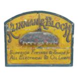 A 20thC painted wooden shop advertising sign for Runman & Bloch - Superior Fittings & Shade for