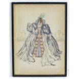 E. Joyce Stone, Early 20th century, Watercolour and ink, Costume Study, A portrait of a lady in