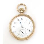 An Ingersol - Trenton 15 jewel pocket watch in a gilt metal case, the enamel dial signed Ingersol-