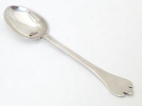 A Victorian Britannia standard silver teaspoon with trefid finial, hallmarked London 1897 with