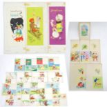 A large quantity of assorted 20th century watercolour, gouache and ink cartoon greeting card /