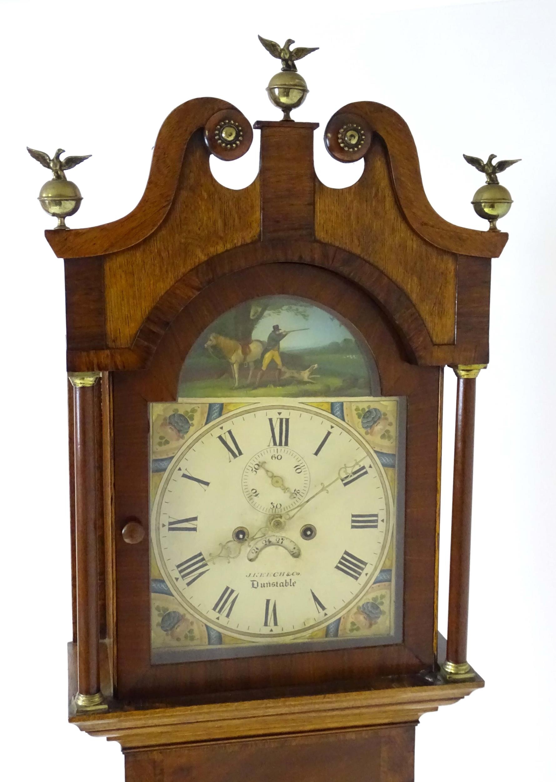 A 19thC 8-day long case clock, the break arch painted dial signed J Keech & Co. (Reech) Dunstable ( - Image 9 of 15