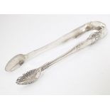 Victorian silver Queen's pattern sugar tongs, hallmarked Glasgow 1855. Approx. 6 1/2" long Please