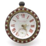 A bulls eye pocket / desk watch, the dial signed J. N Masters Ltd. Rye Sussex the surround decorated