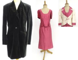 Vintage fashion / clothing: a bespoke ladies outfit to include a skirt and top in pink silk and