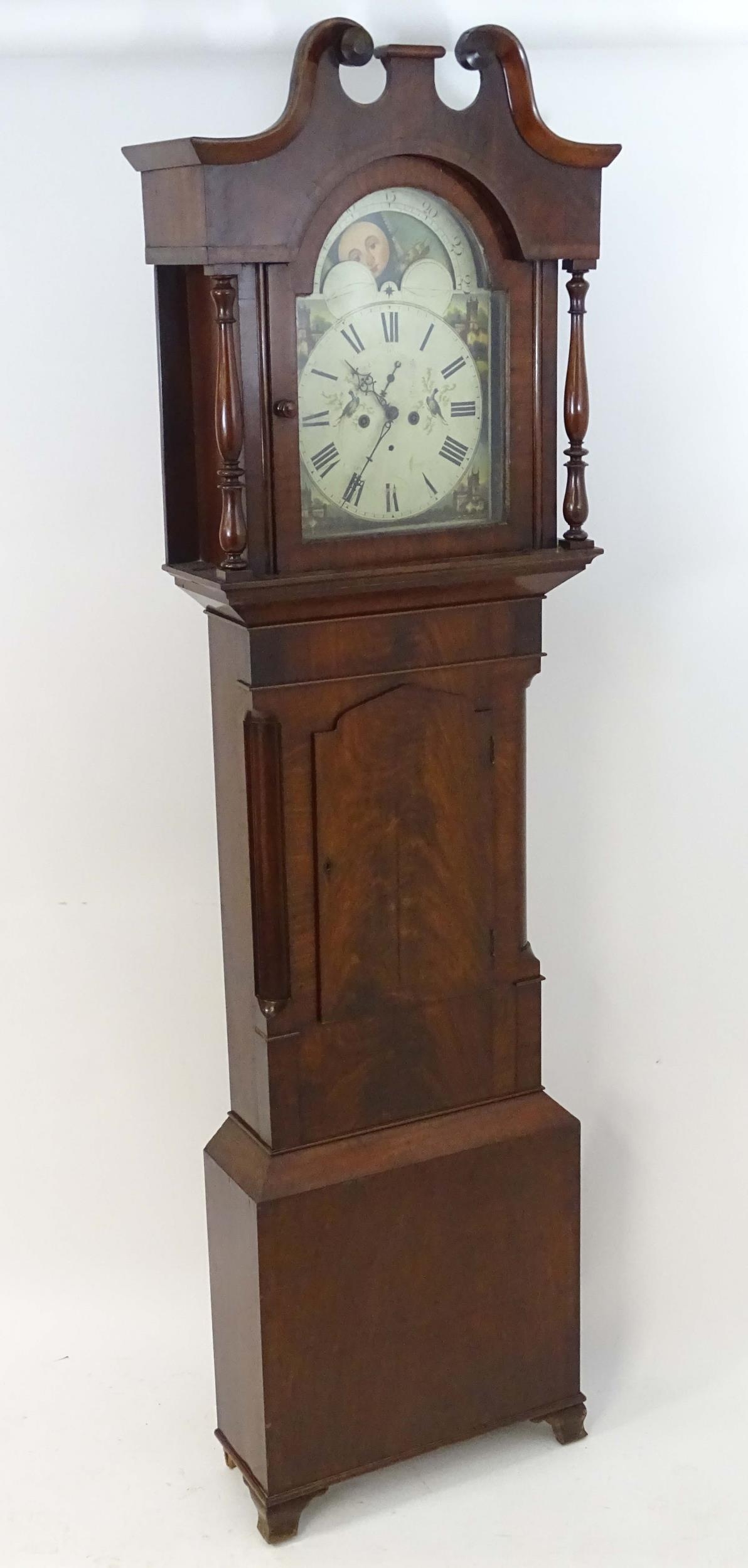George Esplin Wigan (Lancaster) : A 19thC mahogany 8 day long case clock, the painted dial signed - Image 3 of 9
