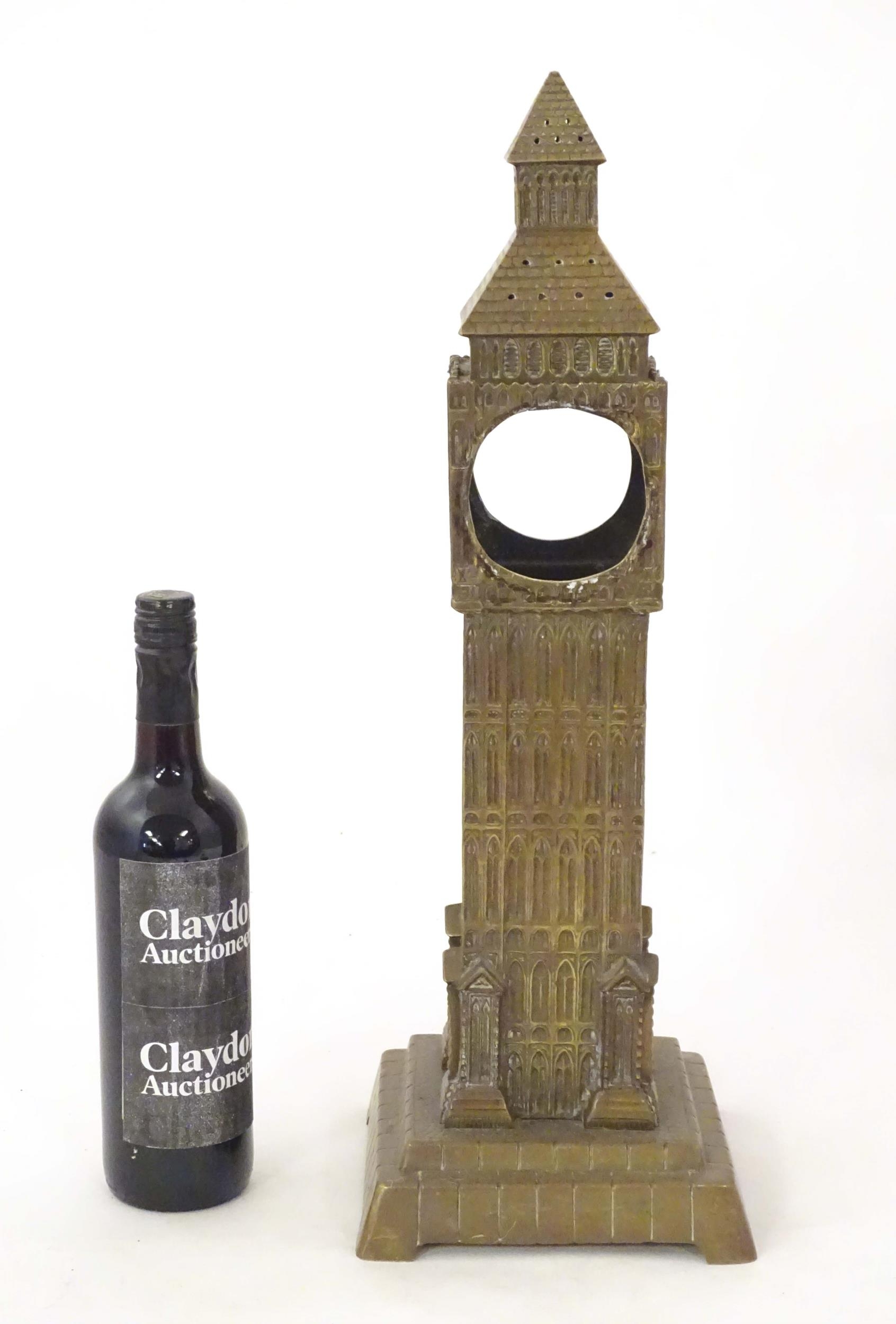 A cast brass clock case formed as Big Ben. Approx. 21 1/2" high Please Note - we do not make - Image 10 of 10